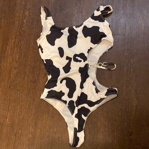 Sexy cow print cut out one piece